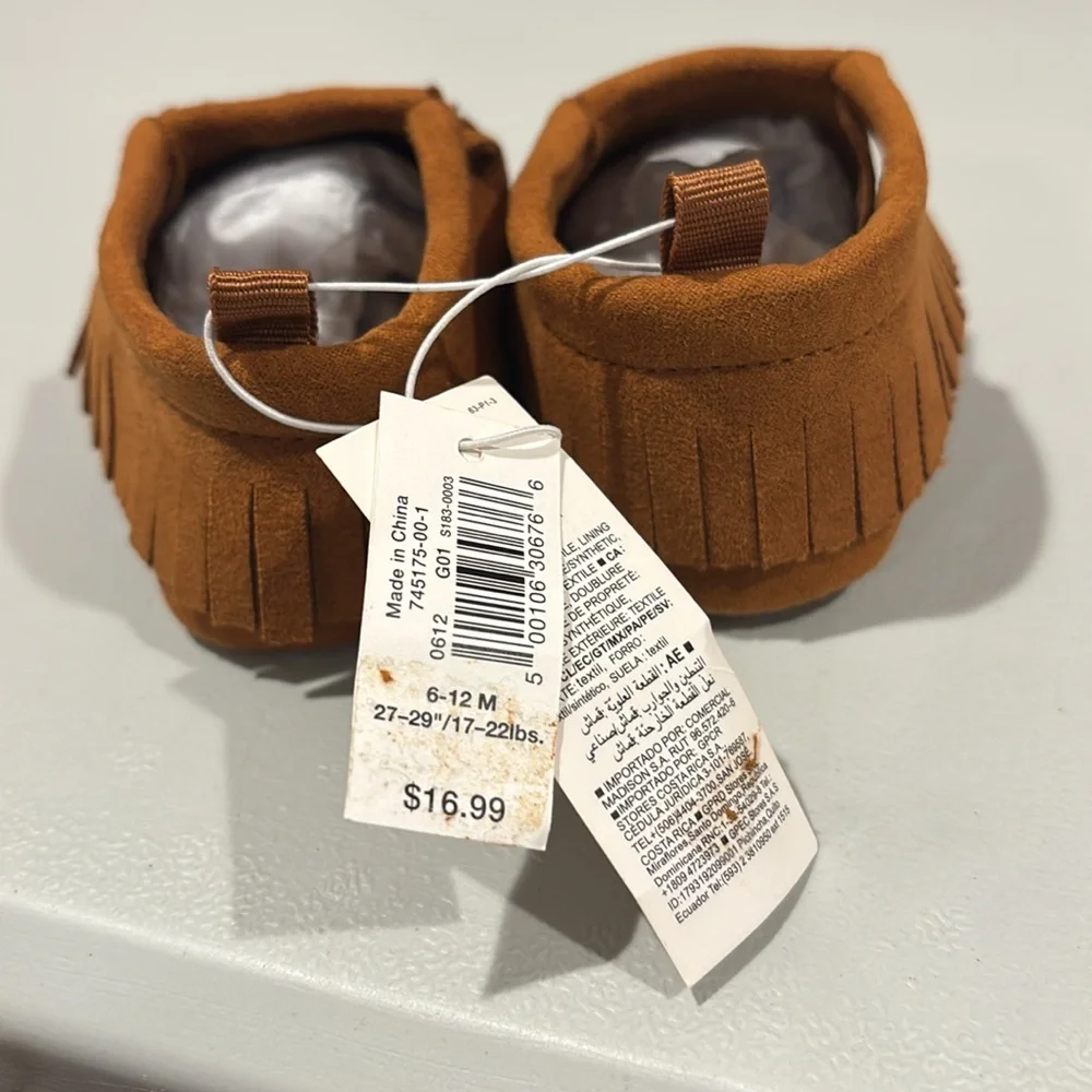 NWT Old Navy Baby Unisex Faux-Suede Moccasin Booties (Size 6-12 Months)